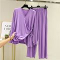 Women's Modal Pajamas   Sleepwear Set Top Women Solid Pajama Set 2Piece/Suit Full Sleeves Shirt Pant Lingerie Mom Homewear. 