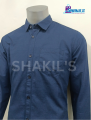 Oxford Cotton Men's Full Sleeve solid color Shirt- Navy Blue Color.