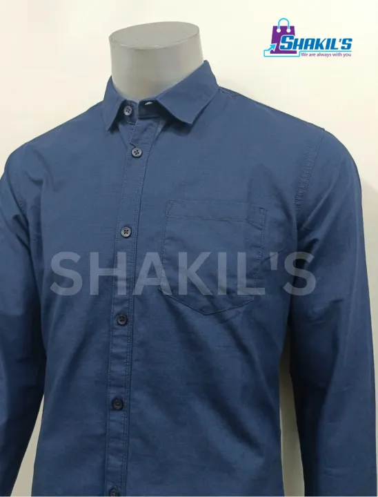 Oxford%20Cotton%20Men's%20Full%20Sleeve%20solid%20color%20Shirt-%20Navy%20Blue%20Color%20-%20Image%202