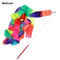 Rainbow Stick Gymnastics Ribbon Twirling Rod Dance Ribbon Colorful Gym Ribbons Artistic Gymnastics Ribbon Rhythmic Art Training. 