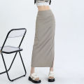 Lucyever Y2K Cargo Skirts for Women Korean Style High Waist Slim Fit Long Skirt Woman Bodycon Side Split Midi Skirts Female. 