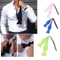 Party Smart Prom Wedding Plain Bowtie Satin Clip-on Necktie Bow Tie Dress Adjustable Fancy Men's Plain Self Tie. 