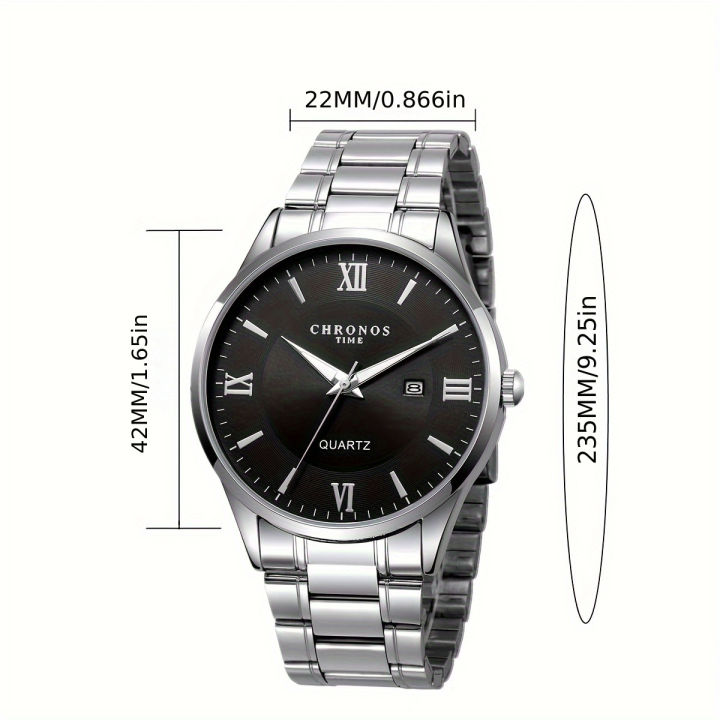 CHRONOS Men's Business Leisure Quartz Watch Minimalist Fashion Calendar Analog Stainless Steel Wrist Watch