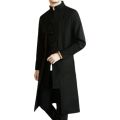 Trench Coat Men two Pieces Cardigan Kimono Embroidered Coat Male Long Chinese Style Black Loose Vintage Cotton Linen Jacket. 