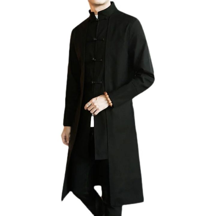 Trench%20Coat%20Men%20two%20Pieces%20Cardigan%20Kimono%20Embroidered%20Coat%20Male%20Long%20Chinese%20Style%20Black%20Loose%20Vintage%20Cotton%20Linen%20Jacket%20-%20Image%205