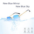 HBK Blue MIRROR Frameless Gold Metal Ladies Sunglasses Men Rimless Brown Sun Glasses For Women Fashion Shades Cutting Eyeglass. 