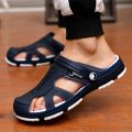 Slippers Men's Sandals Male Bathroom inside and outside Non-Slip Sandals Korean Style Flip Flops Beach Shoes Hole Shoes.