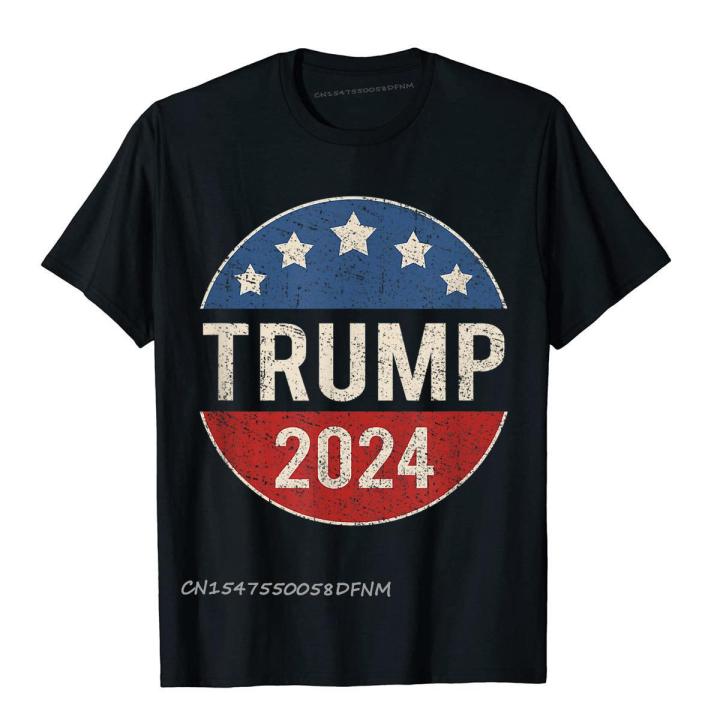 Unique Trump 2024 Retro Campaign Button T Shirts T Shirt For Men Rife