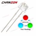 【Mary DAI Store】10PCs 5mm RGB Fast Flash Water Clear Multicolor Flicker Green Blue Blinking 5 mm LED Light Emitting Diode Lamp. 