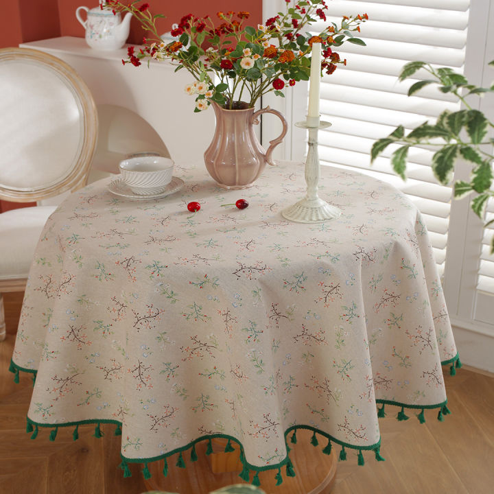 American%20pastoral%20style%20cotton%20linen%20green%20tassel%20tablecloth%20floral%20pattern%20rectangular%20dining%20table,%20coffee%20table%20tablecloth%20cross-border%20wholesale%20-%20Image%204