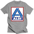 Aldi T shirt logo store Aldi supermarket redneck Cadi car park Products food purchase. 