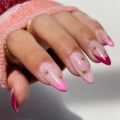 24pcs Colorful Almond Shaped Nails Detachable Press On False Nails Tips French Full Cover False Nails French Manicure tools.