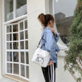 Dani Atte single shoulder diagonal span bag Bear cute handbag Student canvas bag Women's Stationery Storage Bag. 