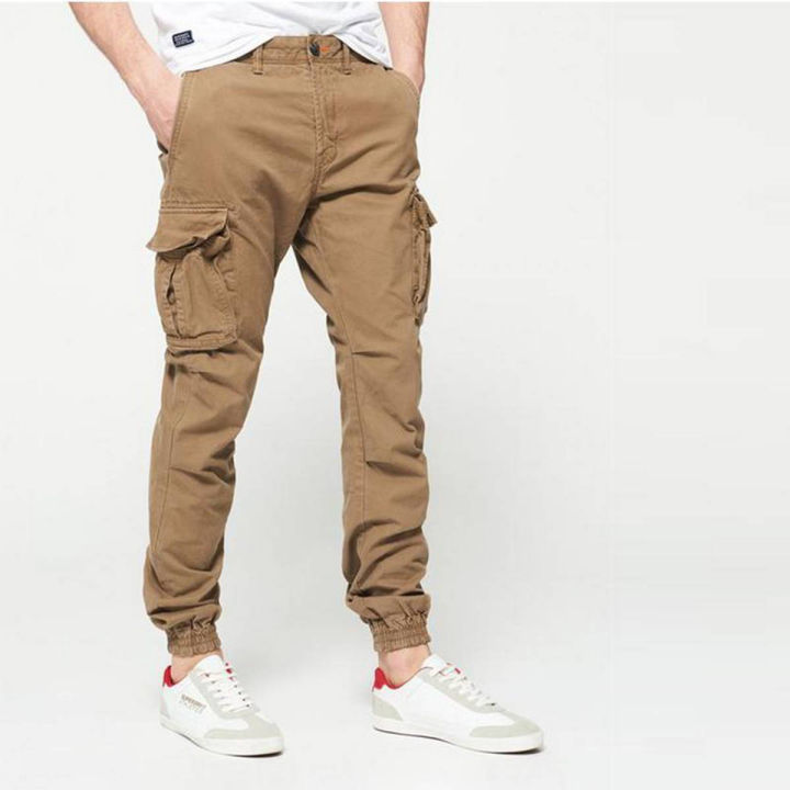 Brown Gabardine Mobile Pants For Men