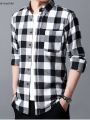 Black & White Small Check Shirt For Men - Shirt. 