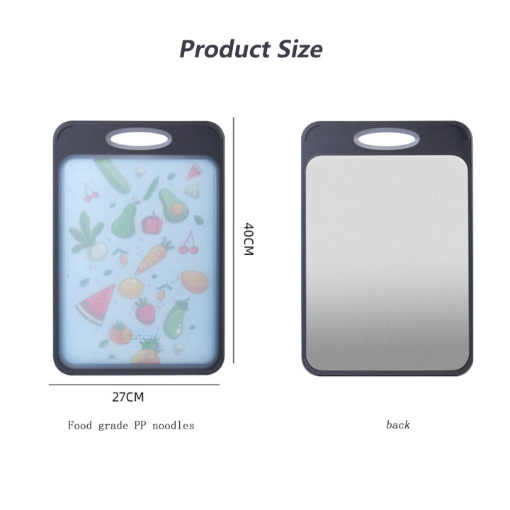 GC Double-Sided Cutting Board 2-in-1 304 Stainless Steel Chopping Board And PP Cutting Board For Fruit, Vegetables, Meat, Multi-functional Kitchen Cutting Board