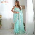Premium Indian Soft Light Weight Embroidered Georgette Saree-.