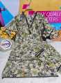 Stitched Digital Print China Linen Fabric Stylish Fashionable Two Piece Set for Women. 