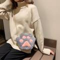 Cute Bear Paw Girls Chain Zipper Shoulder Bag Lovely Children's Soft Plush Coin Purse Baby Boys Accessories Small Crossbody Bags.