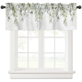 Sage Green Curtain Valance for Watercolor Eucalyptus Leaf Rod Pocket Valance Window Treatments Plant Leaves Easy to Use 137x45cm. 