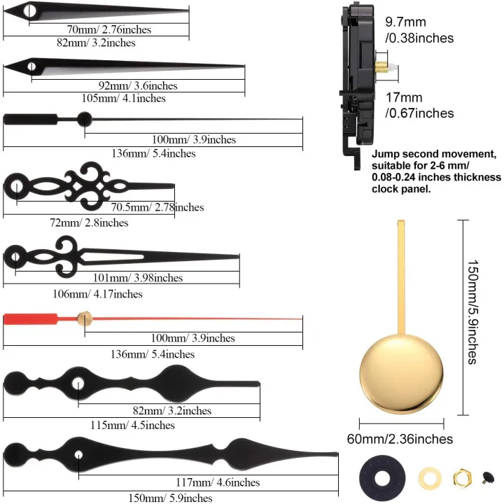 JAEEE%20Quartz%20Pendulum%20Trigger%20Clock%20Movement%20Chime%20Westminster%20Melody%20Mechanism%20Clock%20Kit%20with%203%20Pairs%20of%20Hands%20-%20Image%205