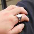 Chris April 316L stainless steel PVD chunky gold rings women plated oval signet ring.