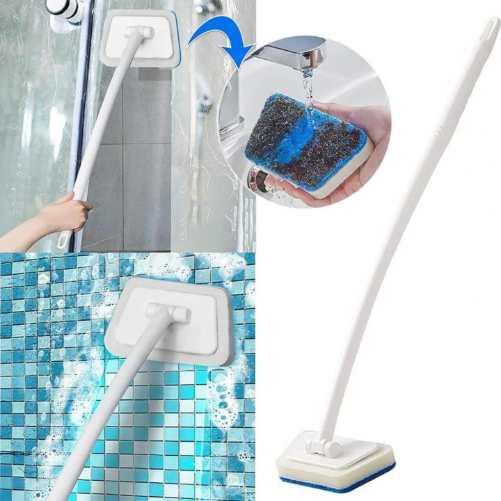 Removable Multi-Functional Bathroom Wall Brush Household Long Handle Brushes for Floor Bathtub Durable Tile Sponge Cleaning Brush Window Glass Dust Cleaner Brush