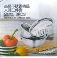 Silver 3 in 1 Stainless Steel Drain Basket Vegetable Cutter, For Kitchen. 