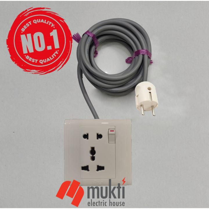 Homemade MultiPlug Custom Made Honeywell 5 Pin One Gang Point Extension Socket with Switch BRB 23/76 Two Core Wire 1Gang 2376 Multi Plug PVC 5Pin
