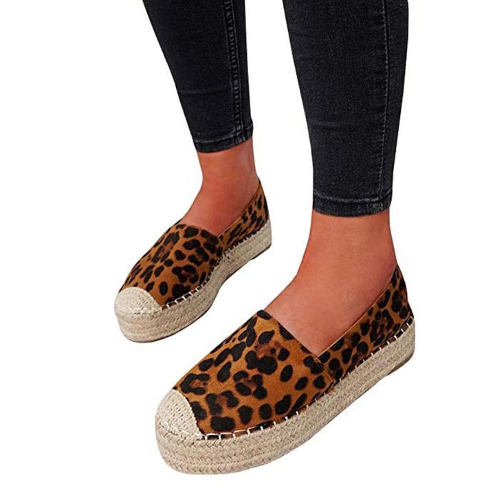 style%20Shoes%20For%20Girl%20Female%20Women's%20Fashion%20Leopard%20Print%20Platform%20Slip%20On%20Round%20Toe%20Casual%20Flats%20Boat%20Shoes%20-%20Image%204
