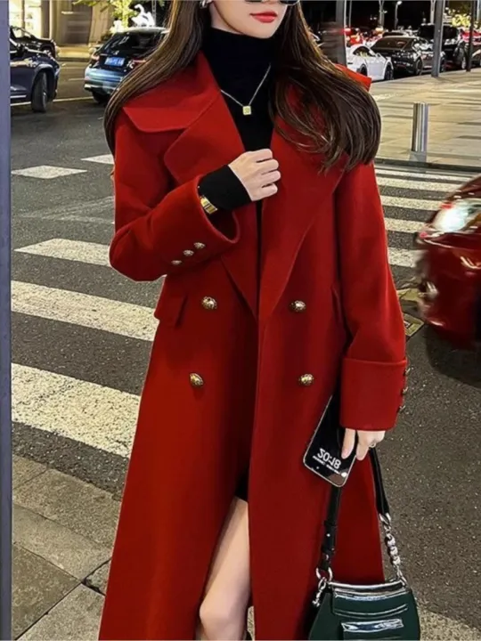 Women's%202024%20Spring%20New%20High-end%20Christmas%20Red%20Loose%20Long%20Coat%20Windbreaker%20Thick%20Warm%20Lace-up%20Coat%20Outwear%20Female%20Fashion%20Jacket%20-%20Image%204