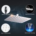 Luxury Rain Shower Head, Modern Ultra-thin Stainless Steel Rainfall Shower head for Bathroom, 6 inch, Square, Chrome & 16 inch Ceiling Mounted Shower Head Arm Bathroom Shower Head Bracket Bar G1/2 Shower Head Fixed Pipe Shower Head Holder. 