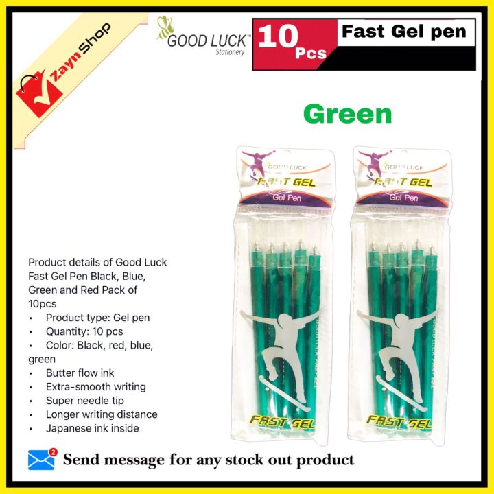 Good%20Luck%20Fast%20Gel%20Pen%20Black,%20Blue,%20Green%20and%20Red%20Pack%20of%2010pcs%20-%20Image%202