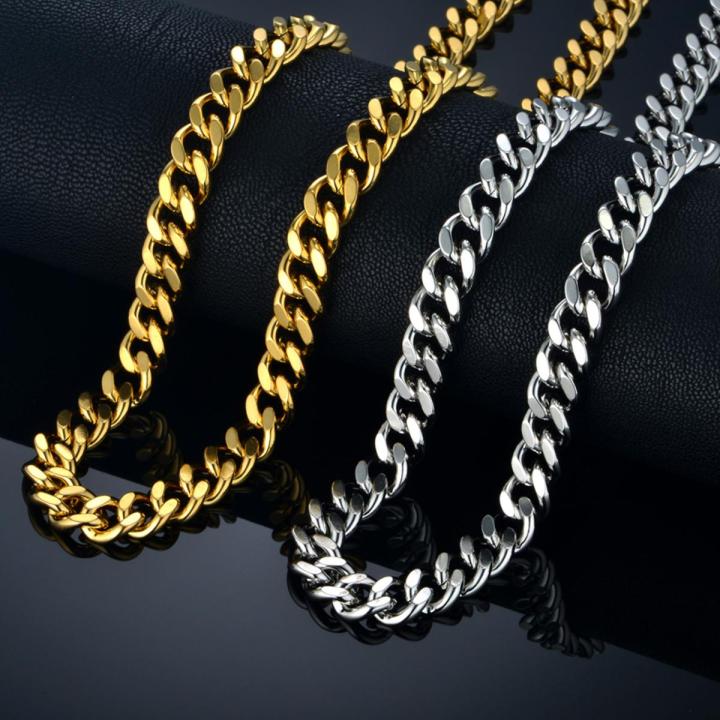 Neck Heavy Gold Chain For Men Big Long Necklaces Male Gold Color Hiphop Stainless Steel Cuban Chain Necklace 2022 Collares
