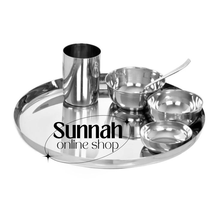 Stainless Steel Mirror Finish Dinner Set((Microwave Safe)- Pack Of 6 Pieces