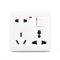 6 Pin Multi Gang Socket with Indicator 3 pin & 2 Pin Multi Function Universal Wall Switch Socket.