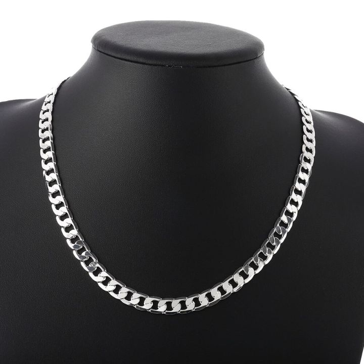Men's%20925%20Sterling%20Silver%20Necklace%202/4/6/8/10/12MM%2040-75cm%20Face%20Chain%20Necklace%20Lobster%20Clasp%20Men%20And%20Women%20Engagement%20Jewelry%20-%20Image%205
