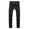Motorcycle Denim Pants Men's Black Jeans Fashion Stretch Zipper Skinny Jeans Pleated Moto Biker Men Slim Pants Hot Selling. 