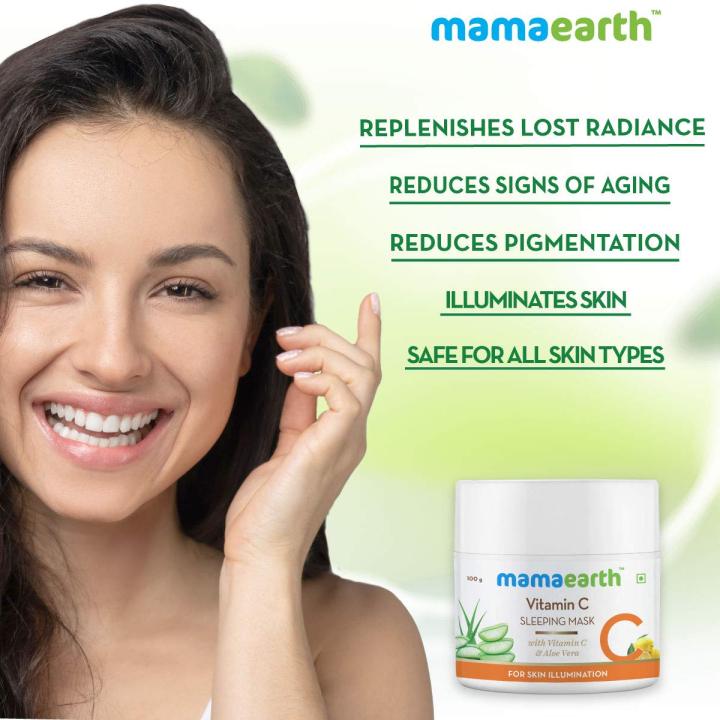 Mamaearth%20Vitamin%20C%20Sleeping%20Mask%20100g%20%7C%20Night%20Cream%20for%20Women%20%7C%20Skin%20Illumination%20&%20Brightening%20%7C%20Repairs%20&%20Hydrates%20Overnight%20%7C%20With%20Vitamin%20C%20&%20Aloe%20Vera%20-%20Image%202