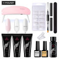 15pcs Set 8 Color Nail Builder Kit Nail Extension Kit with UV Lamp Top Coat Base Coat All-in-One for Nail Starter Different Nail Art Ideas DIY Home Manicure. 