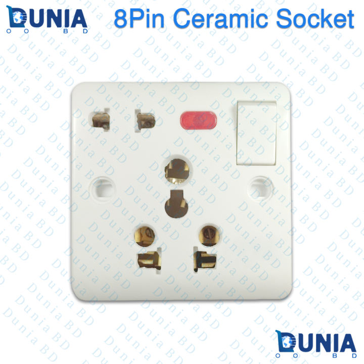 8Pin Ceramic Multi Socket Board with Switch and Power Indicator