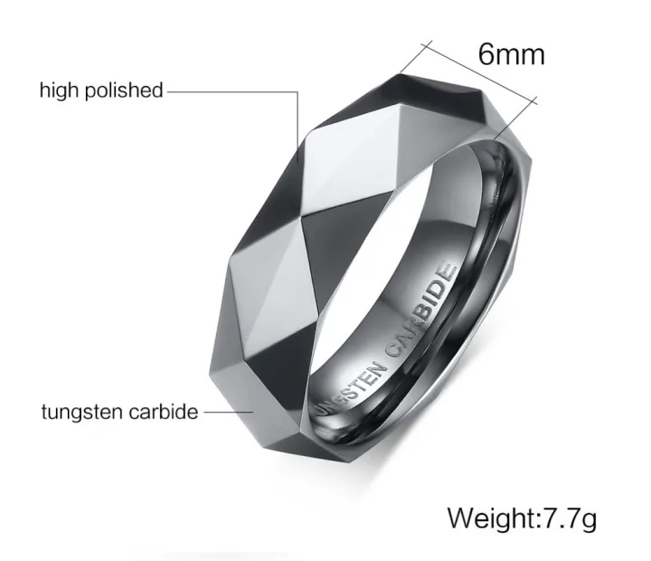 Faceted%20Wedding%20Band%20For%20Men,Mens%20Tungsten%20Carbide%20Rings,%20Polished%20Beveled%20Edge%20Comfort%20Fit%20-%20Image%204