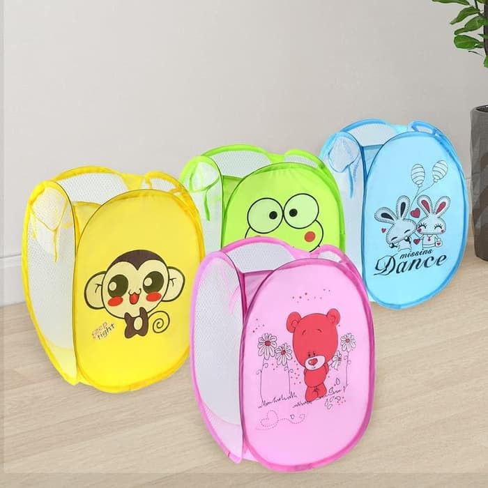 Kids%20Round%20Spiral%20Foldable%20Laundry%20Storage%20Bag%20Polyester%20Mesh%20Cloths%20Basket%20Bucket%20-%20Image%205