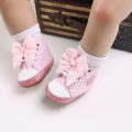 Spring and Autumn New 0-1 Year Old Girl Shoes Soft Sole Fashion Cute Bow 0-6-12 Months Baby Toddler Shoes.