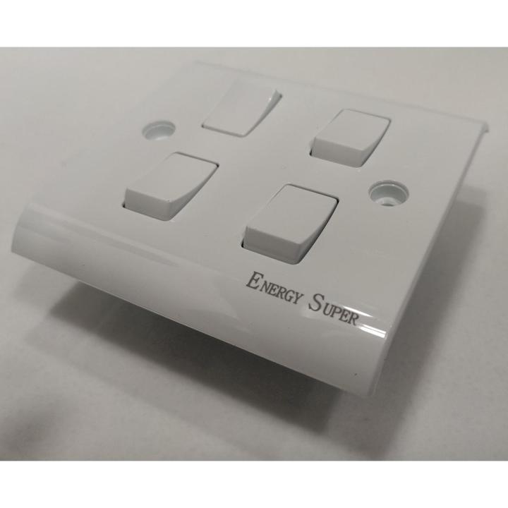 Energy Super White 10A Four Gang Electrical 4 Wall Switch Socket