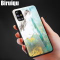 Biruiqu For Samsung Galaxy M31s Shockproof Fashion Marble Tempered Glass Back Case Cover. 