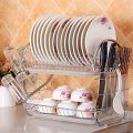 Stainless Steel 2 Tier Dish Rack Dish Drain Rack Drying Rack Dish Drainer Rack Dish Racks for Kitchen Counter. 