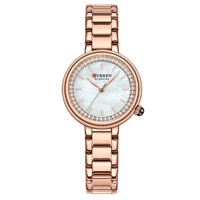 CURREN 9089 RoseGold Stainless Steel Analog Watch For Women - White & RoseGold