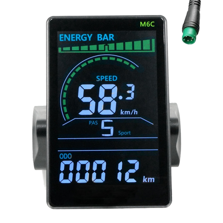 M6C Electric Bike LCD Display Meter 24V-60V E Scooter LCD Panel Color Screen Replacement Parts Accessories with USB for Mountain Electric Bike (5PIN)