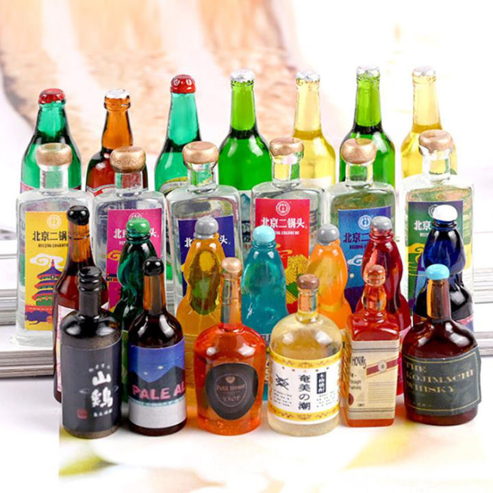 20Pcs 1:12 1:6 Dollhouse Miniature Drink Bottles Model Dolls Kitchen Accessories Huiye